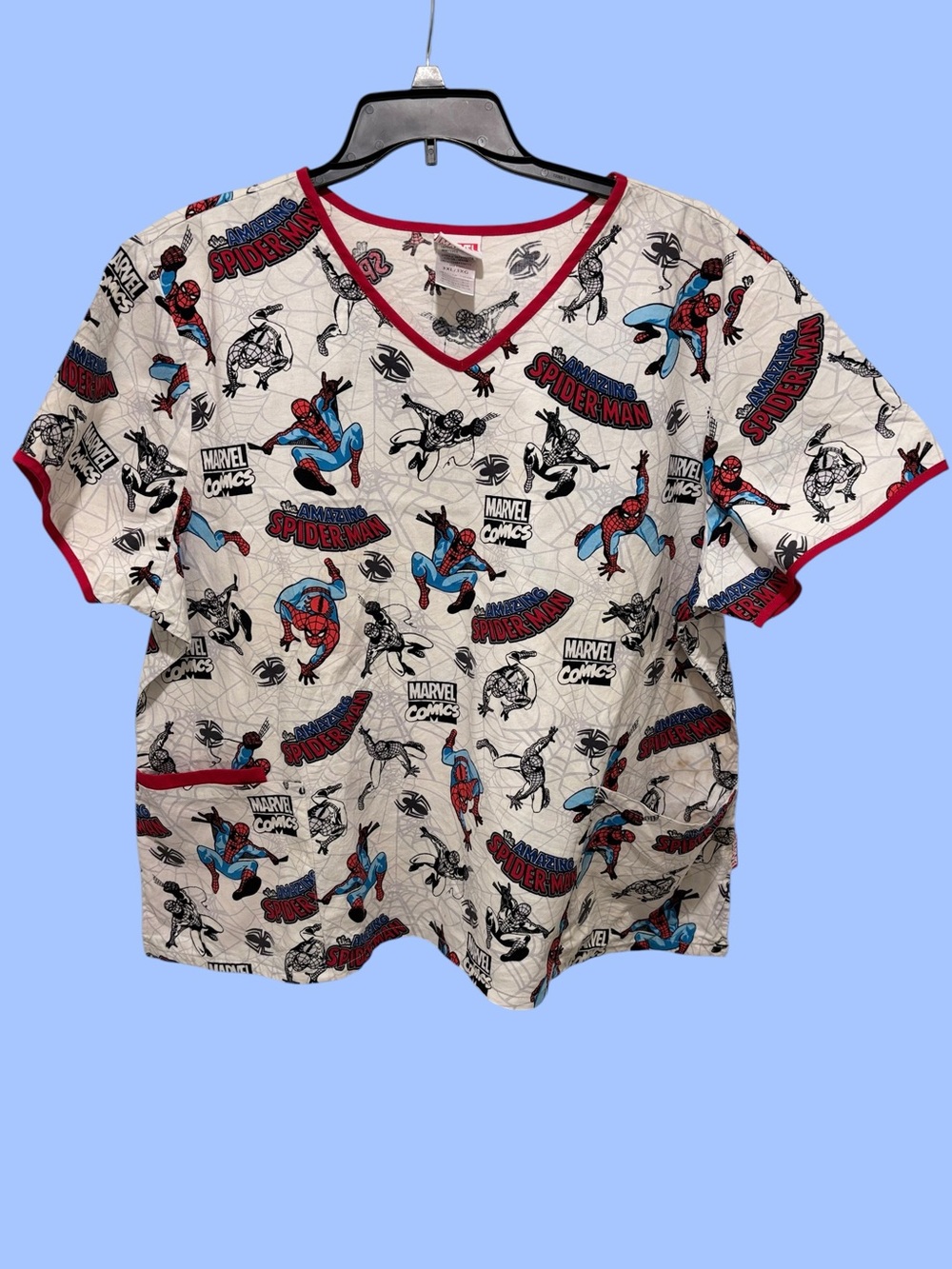 Unisex Marvel Spider-Man comic print scrub top Size 3X